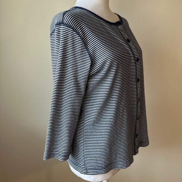 Carolyn Taylor Striped Cardigan (M) - Business to Coastal! 100% Cotton - Picture 2 of 8